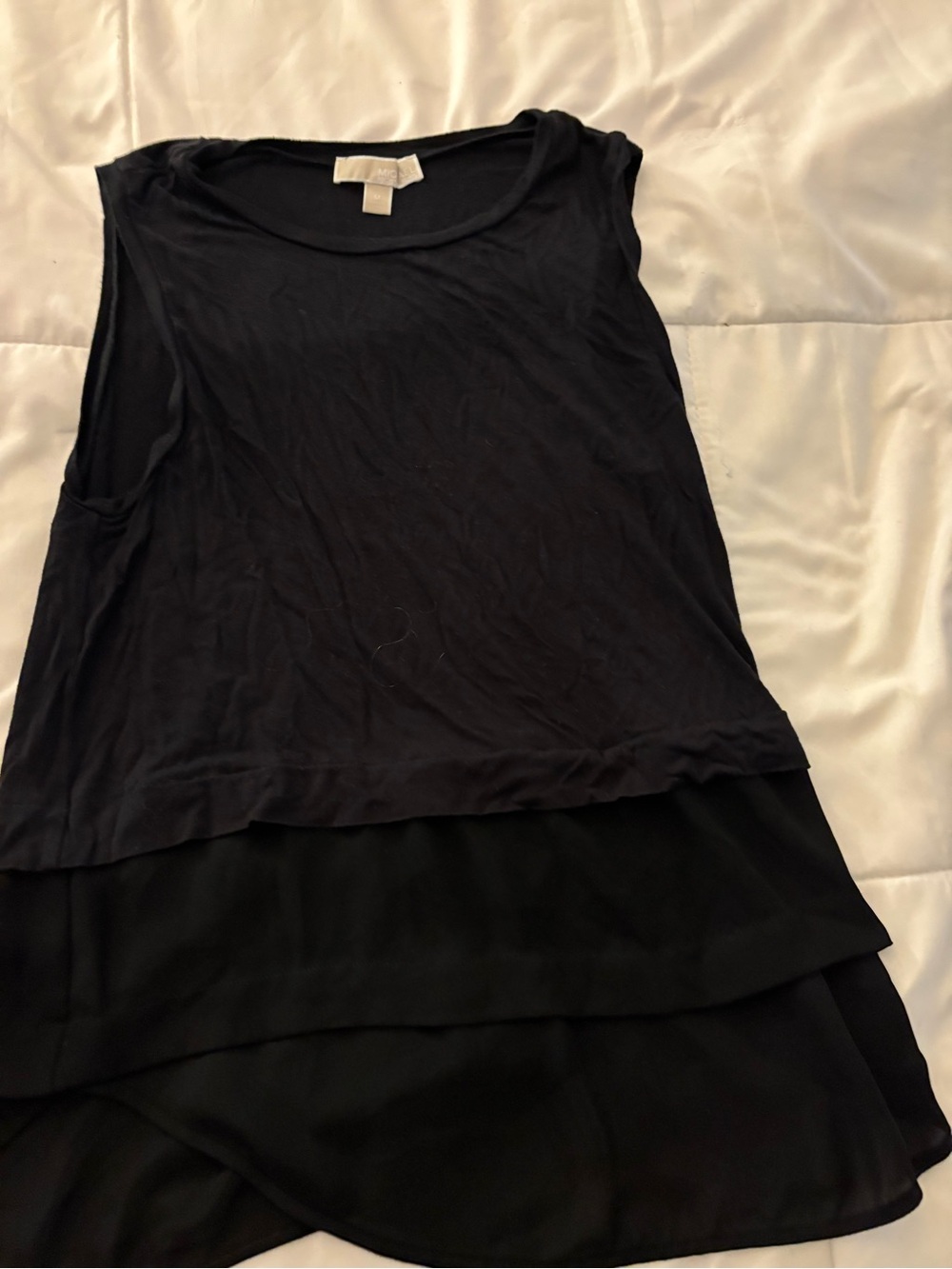 Michael Kors Black Layered Chiffon Hem Tank